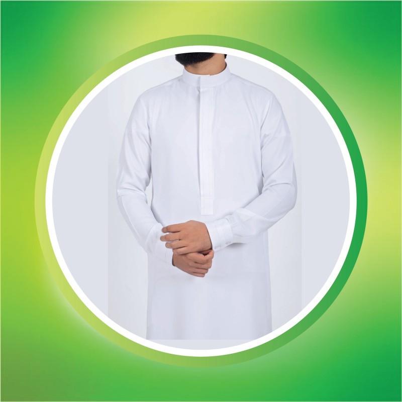 White Printed and Embroidered Cotton Panjabi